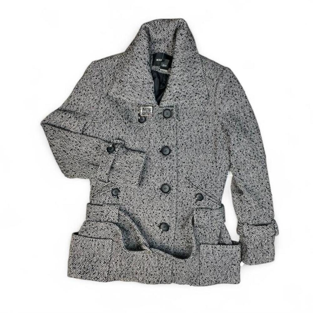 MODA International Women's Herringbone Wool Blend grey Peacoat sizeXL sku381-LRS